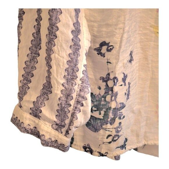 John Mark Tunic Blouse Top Mixed Print Floral Stripes Roll Tab Sleeves size M - Picture 12 of 12